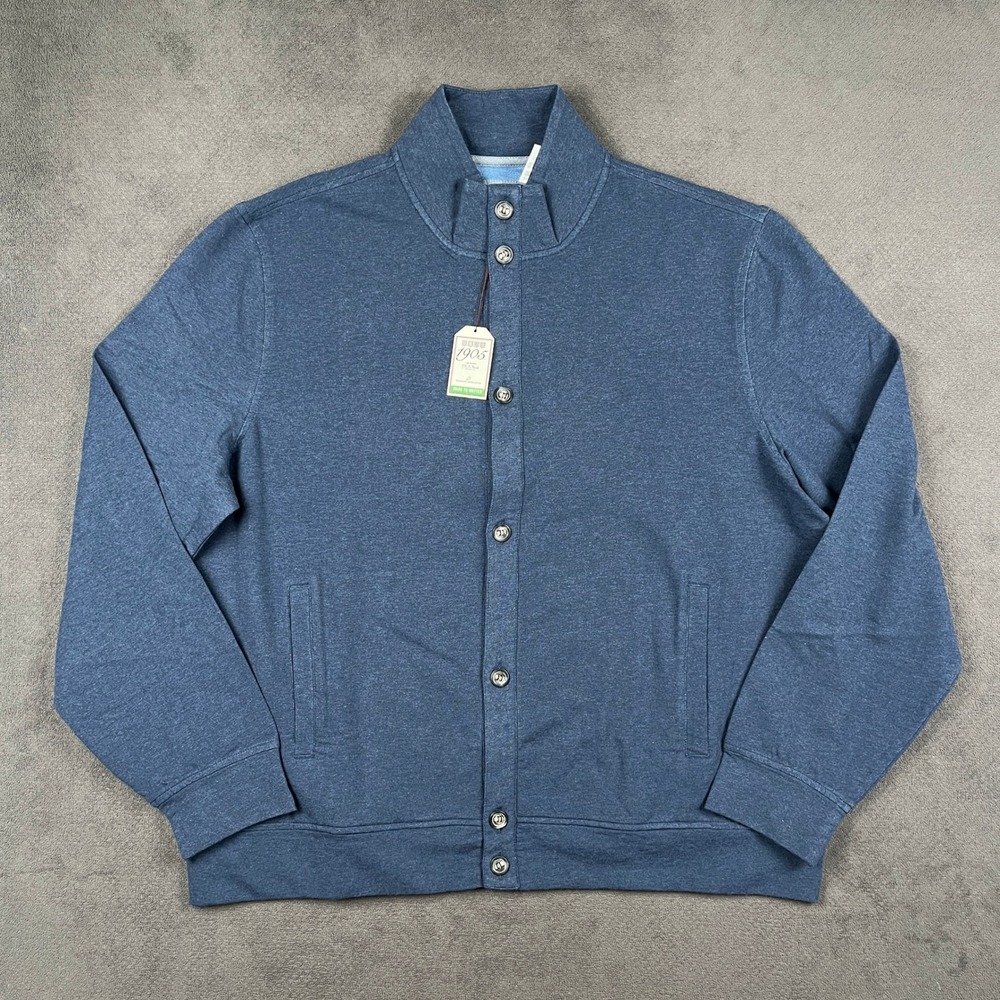 Jos A Bank 1905 Cardigan Sweater Mens XXL Blue Knit Tailored Fit Button Up NEW